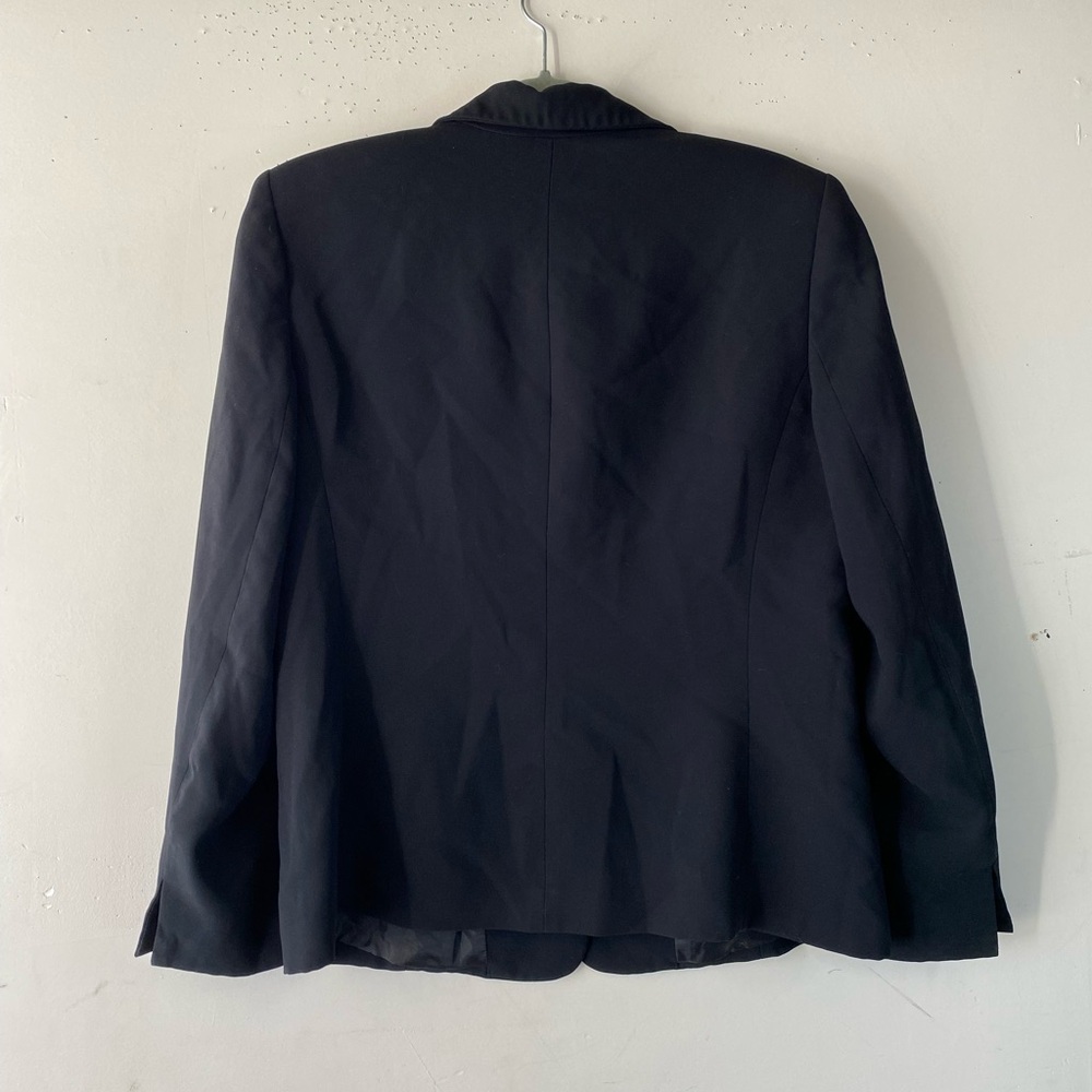 KASPER Black Blazer Jacket Medium 90s Minimalist Dark Academia Office Siren Goth - Picture 3 of 7